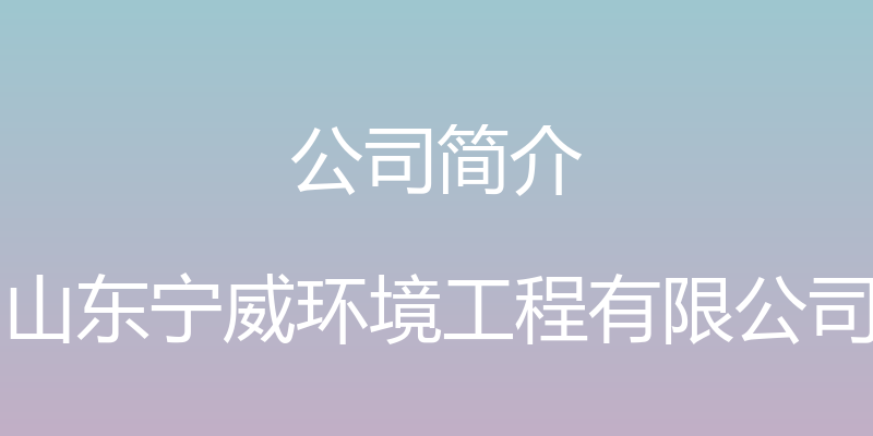 公司简介 - 山东宁威环境工程有限公司