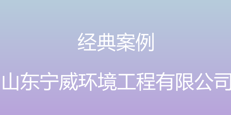 经典案例 - 山东宁威环境工程有限公司