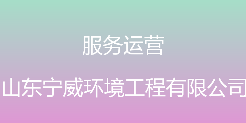 服务运营 - 山东宁威环境工程有限公司